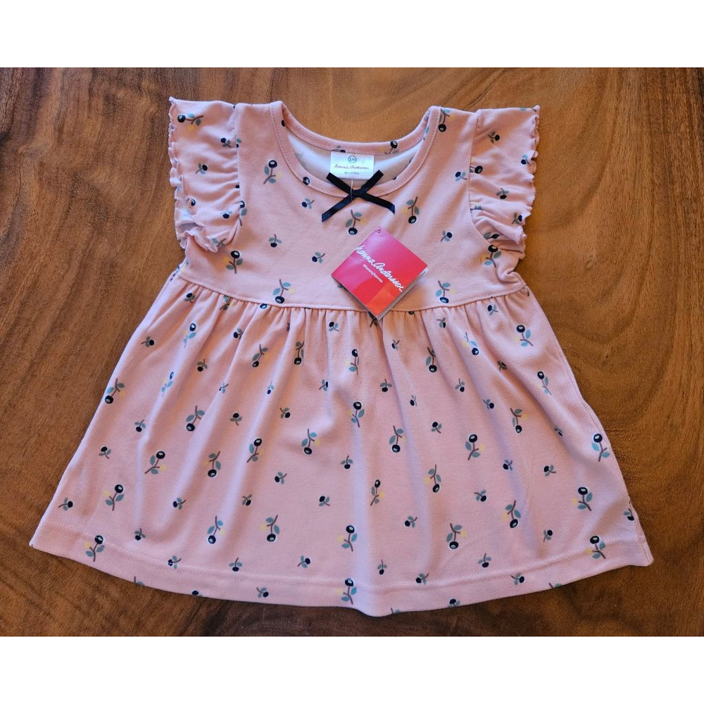 NWT Hanna Andersson Shirt Size 6-7 Pink Floral Bow Ruffle Sleeve Flowy 120cm